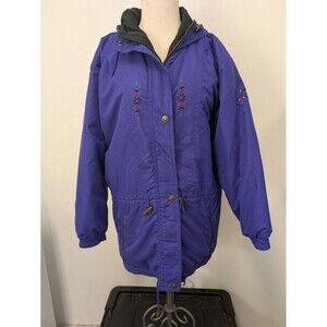 Vintage Fera Skiwear Jacket Blue Purple Women's S/M Ski Retro 90s Hearts